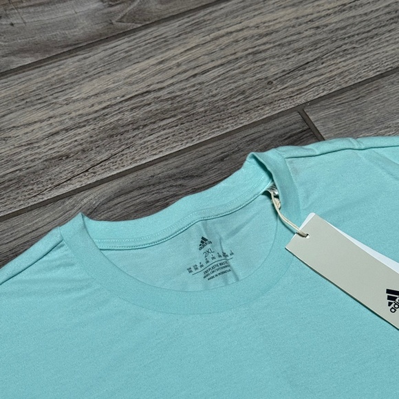 Adidas NWT aqua sneaker embroidered short sleeve men 2xl shirt - Picture 1 of 4